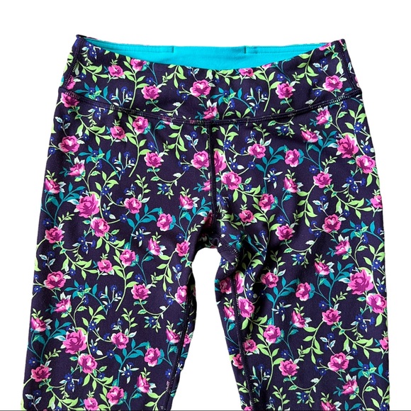 Ivivva Lululemon Plum Floral Print Rhythmic Tight Full Length Leggings 12 - Picture 2 of 9